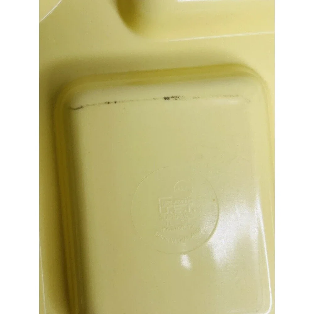 Vintage Yellow Melamine School Cafeteria Lunch Tray Multiple Compartment
